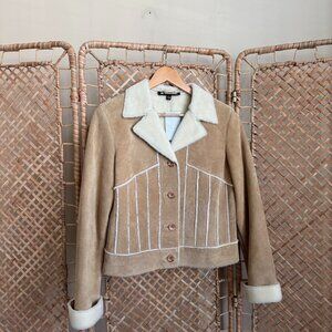 Vintage Faux Fur Lined Suede Leather Jacket - 8